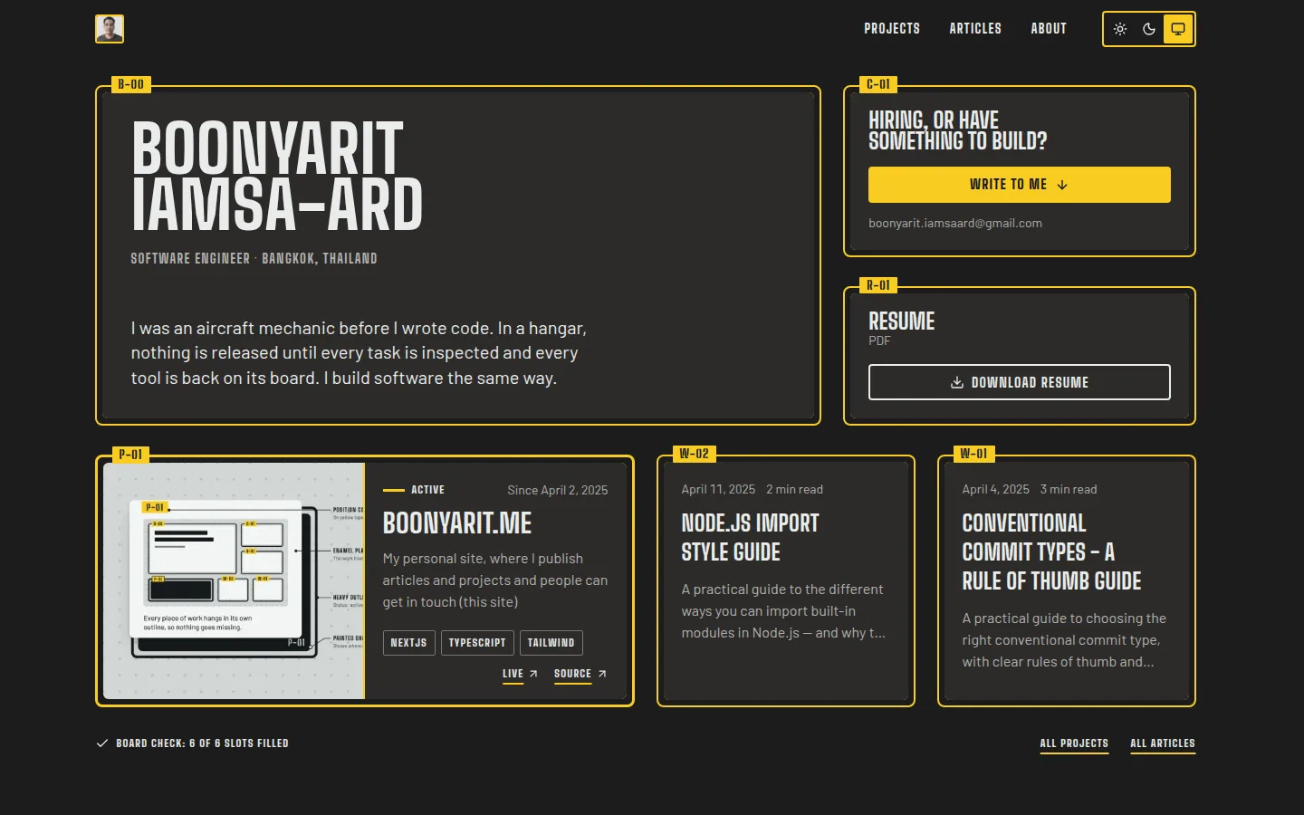 The redesigned home page in the night theme